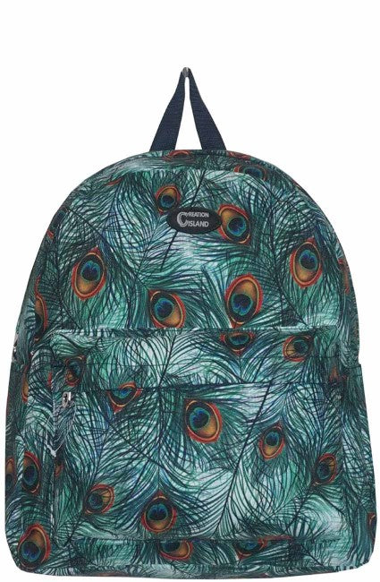 Peacock Feather School Size Backpack