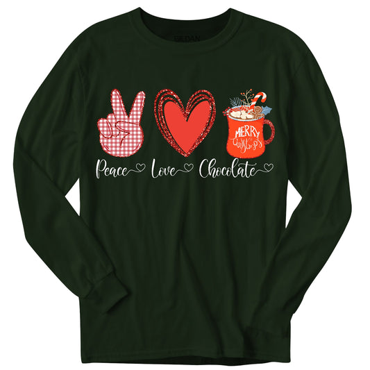 Peace Love Chocolate Long Sleeve T-Shirt