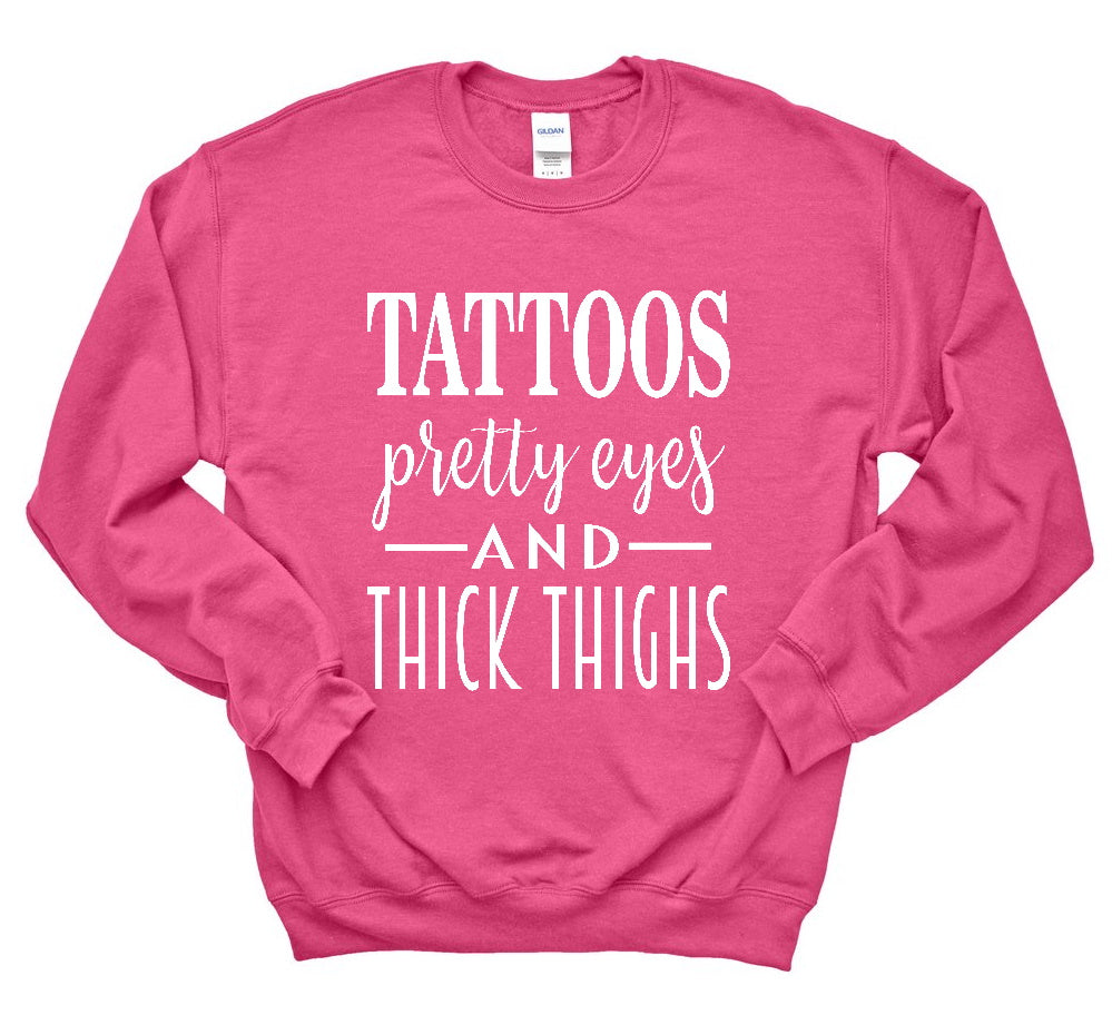 Tattoos, Pretty Eyes Crewneck Sweatshirt