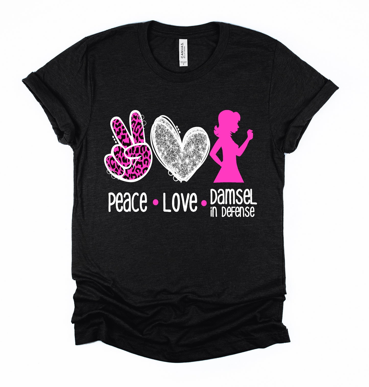 Peace Love Damsel in Defense Unisex Tshirt