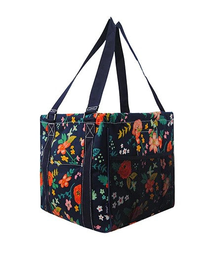 Navy Floral Mini Carry All Tote