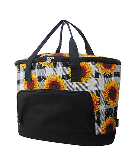 Sunflower Plaid Large Cooler Tote